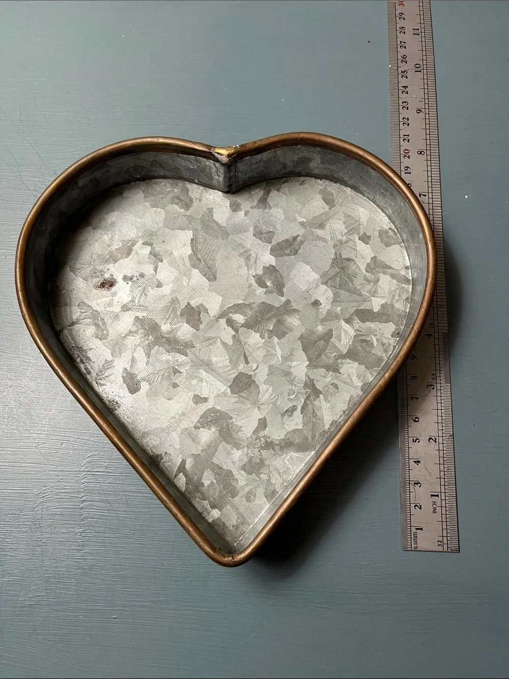 Galvanized Heart Trays with Bronze Trim